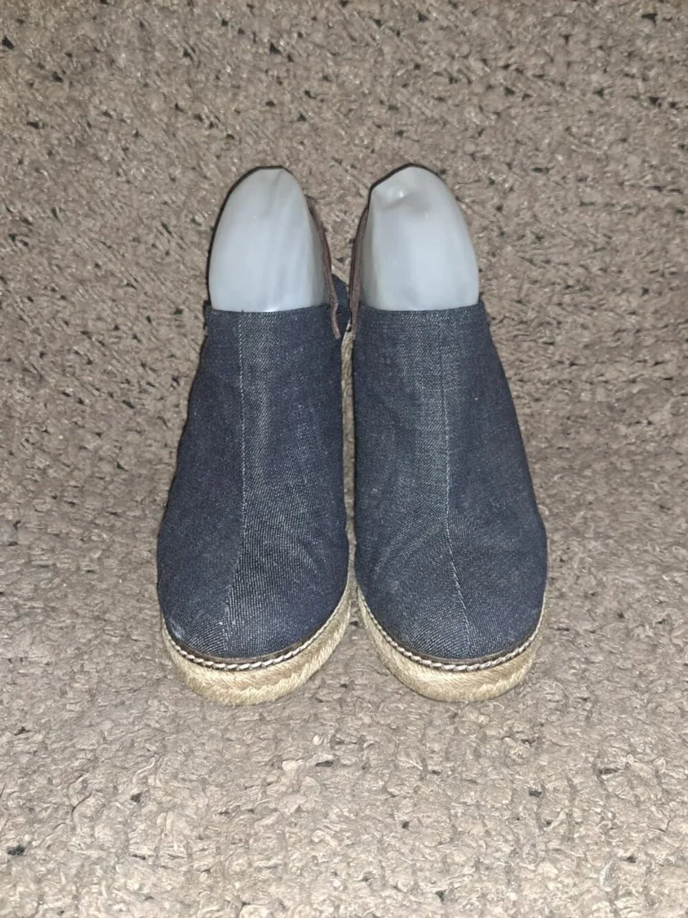 TORY BURCH-Blue Denim/Leather Slingback Platform Espadrille Wedge-SZ 9-Excellent